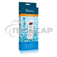 Сетевой фильтр 16А, 3500 Вт, 3 гнезда, без з/ш, с з/к, ПВС 3x1.0, 5 м, белый (SBSP-3-50-W)