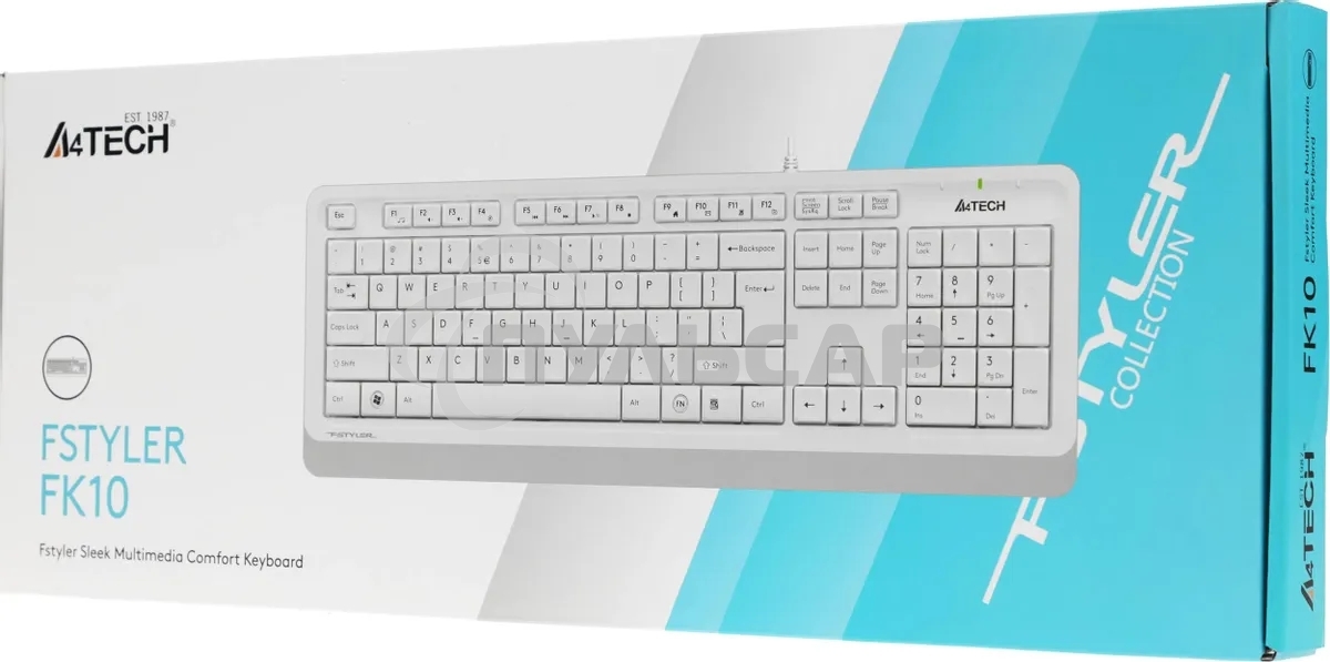 Клавиатура проводная A4Tech Fstyler FK10, USB, белый/серый