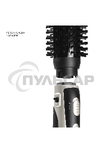 Фен-расческа Galaxy Line GL 4411, черный с серебристым, 1200 Вт, 2 скорости потока воздуха, 3 температурных режима, шнур, вращающийся на 360° с подвесной петлей, 3 насадки в комплекте