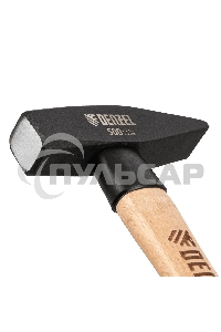 Молоток слесарный Denzel 500 г, кованый квадратный боек, буковая рукоятка