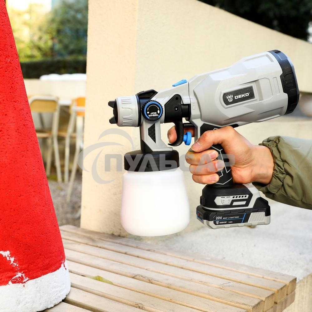 Краскопульт аккумуляторный DEKO SG20DK Max, 20В, 800 мл, 1x3.0А·ч 083-1135