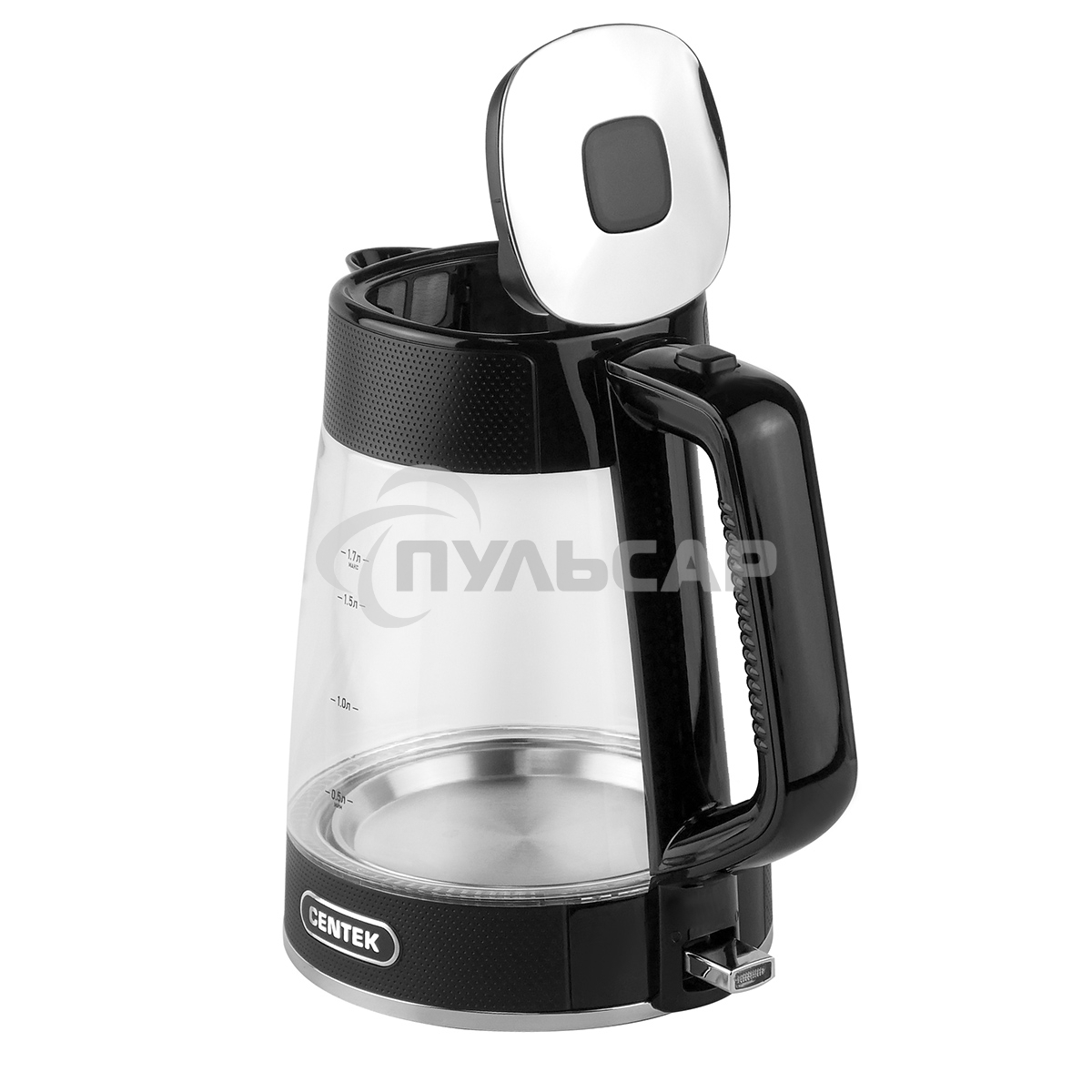 Чайник электрический Centek CT-1014 черный стекло 1.7л, 2200Вт, LED, Защита от перегрева, STRIX контроллер