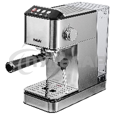 Кофеварка рожковая BBK BCM1501 нержавеющая сталь/черный, исп. кофе - молотый, 1.7 л, 1200 Вт, 20 бар