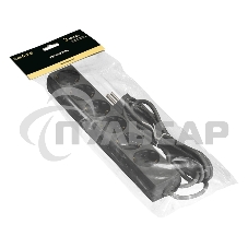 Удлинитель ExeGate ECE-6-3B (EX285831RUS), черный, 3 м, евровилка с заземлением, 6 евророзеток с заземлением, 2200 Вт