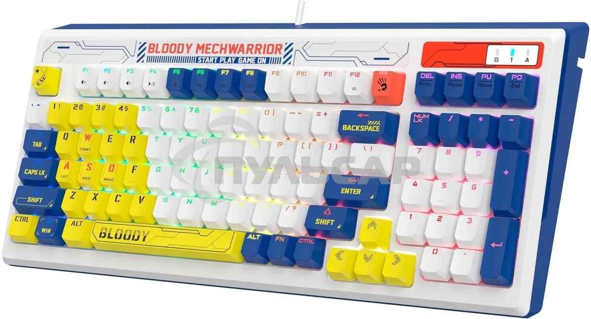 Клавиатура проводная A4Tech Bloody B950 USB синий/белый