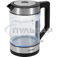 Чайник электрический Hyundai HYK-G3509 1.7л. 2200Вт черный/прозрачный корпус: стекло/пластик