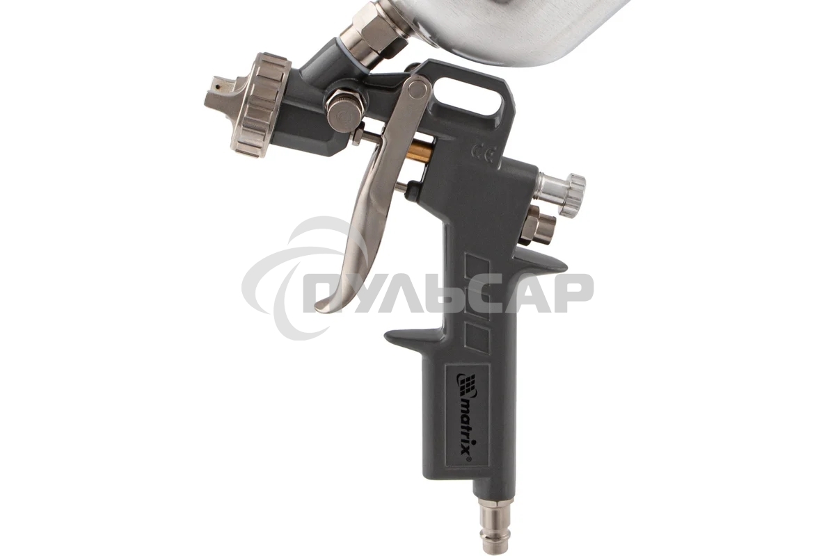 Краскопульт пневматический Matrix краскораспылитель пневмат. с верхним бачком v=1.0л + сопла