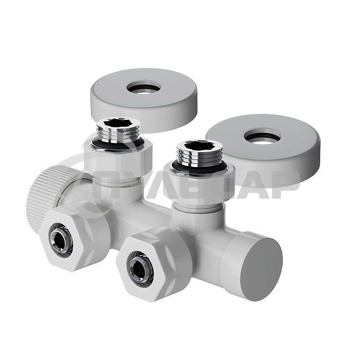 Узел нижнего подключения термостатический угловой Royal Thermo Design Pro 15мм М30х1,5 (белый)