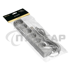 Удлинитель ExeGate ECE-6-3G (EX285832RUS), серый, 3 м, евровилка с заземлением, 6 евророзеток с заземлением, 2200 Вт