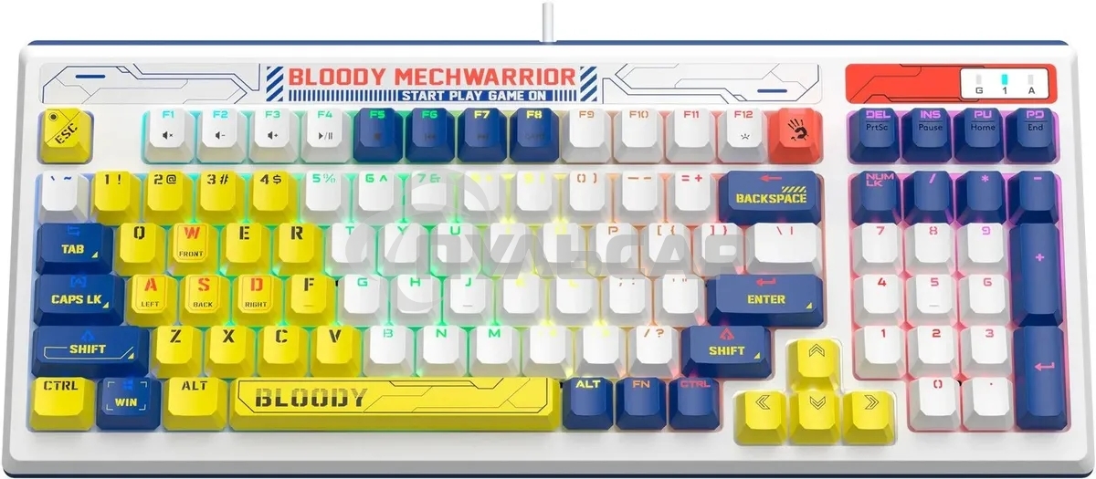 Клавиатура проводная A4Tech Bloody B950 USB синий/белый