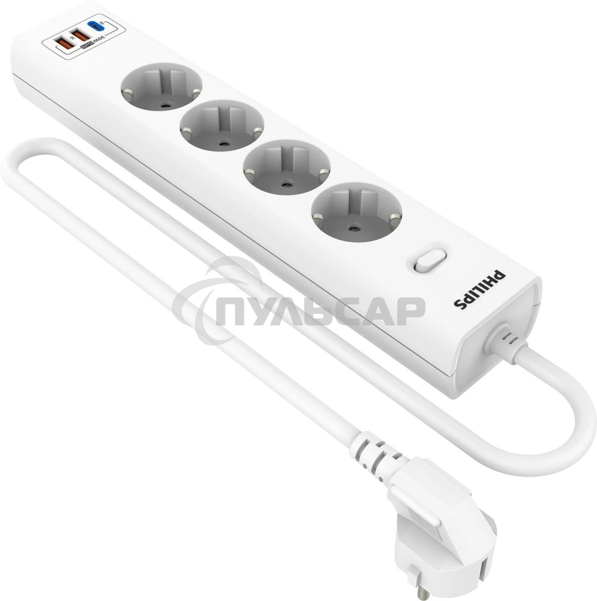 Сетевой фильтр Philips CHP8246WB/51 3м, 4 розетки, белый