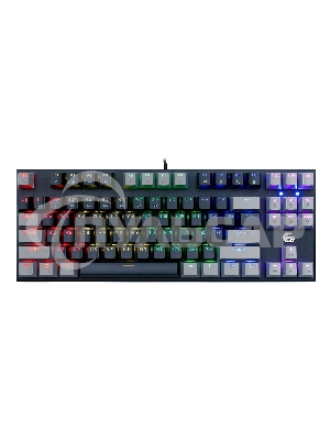 Клавиатура проводная механическая Gembird KB-G600-1, 87кл, Rainbow, коричн.свитчи, 1.8м, черная