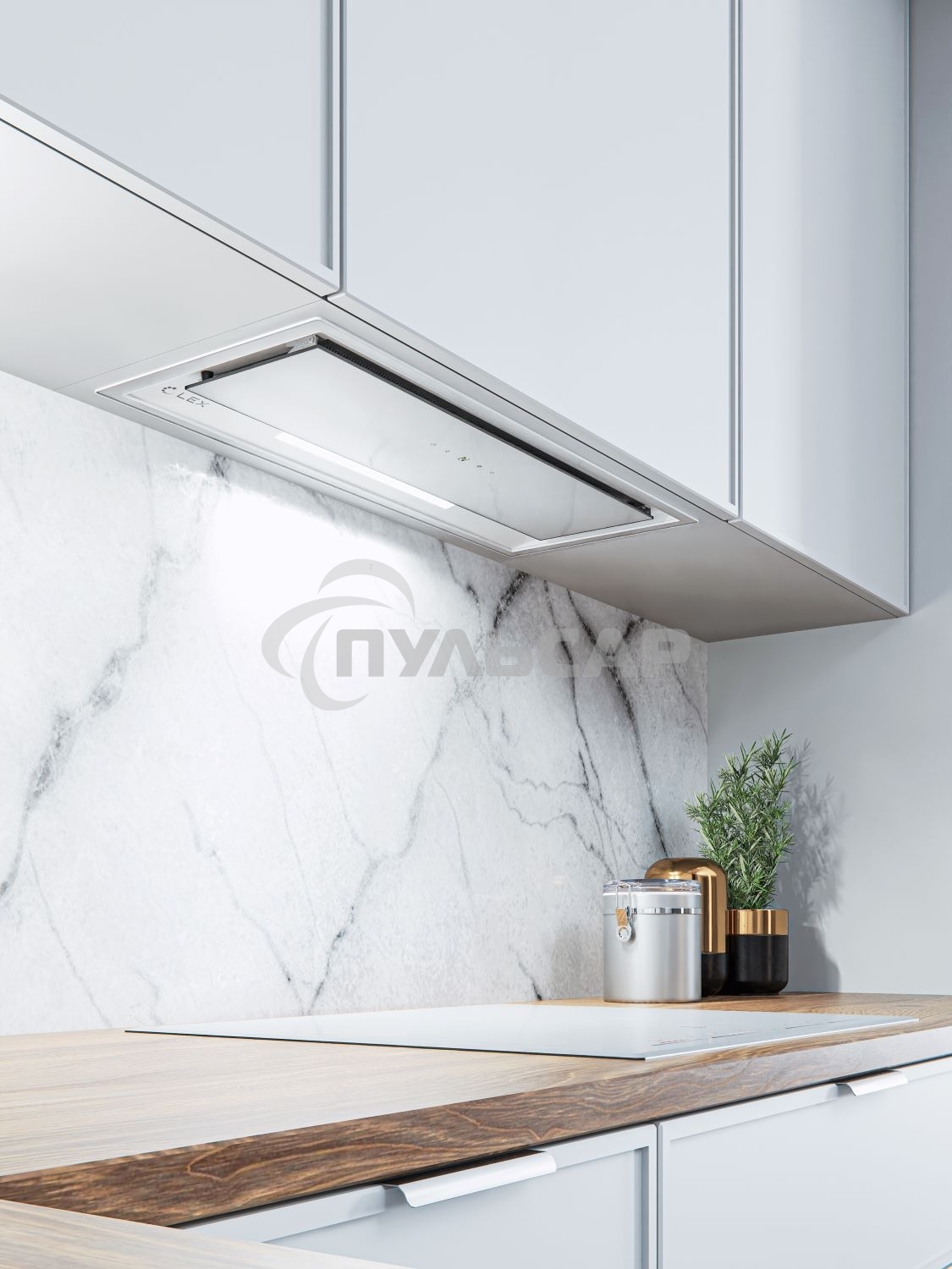 Вытяжка встраиваемая LEX Hyper 900 GS Inverter WH белый, 70 см, 850 куб. м/ч, 44 д