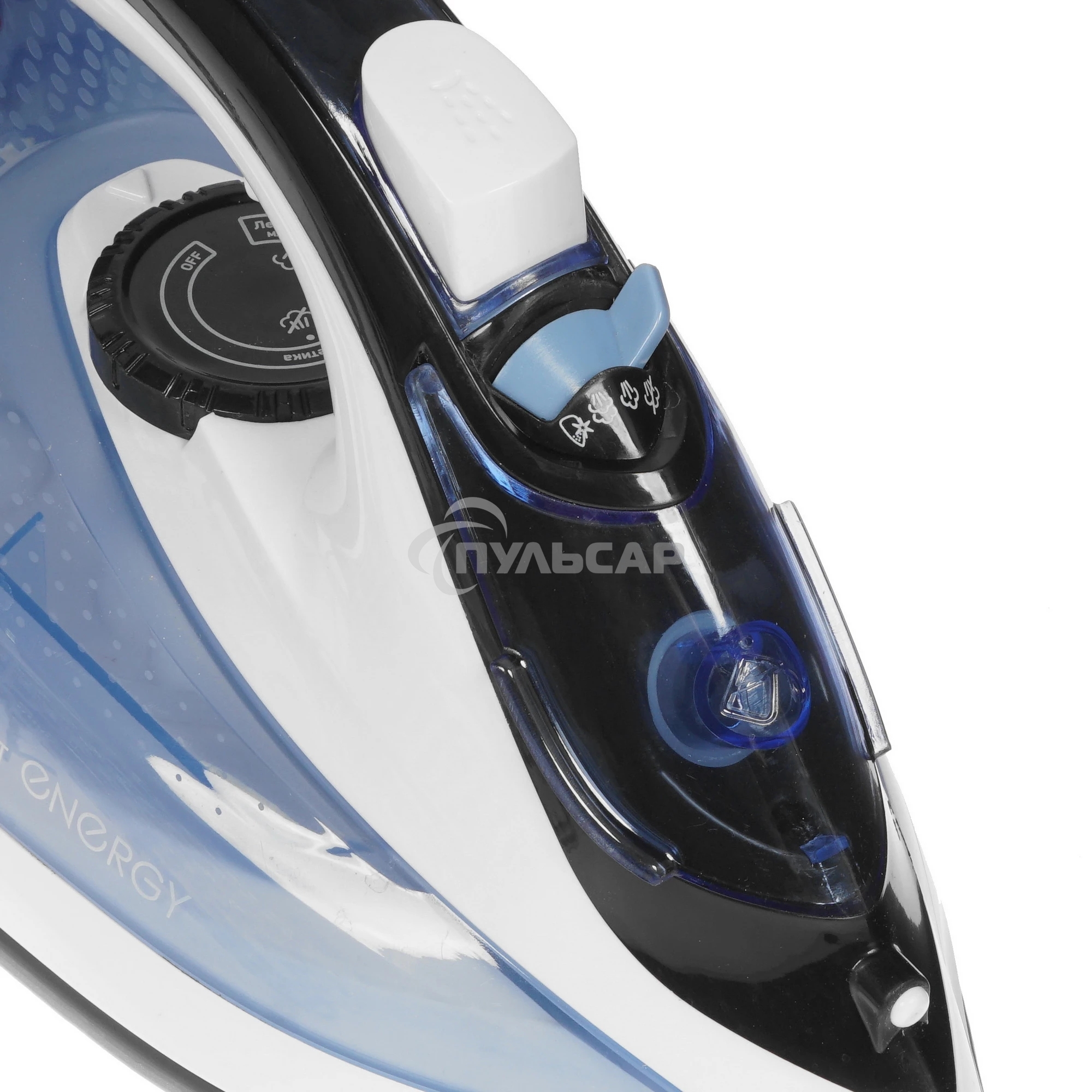 Утюг Energy EN-345 синий, 2200Вт, пар, спрей, пар.удар, самооч., керамич. (270077)