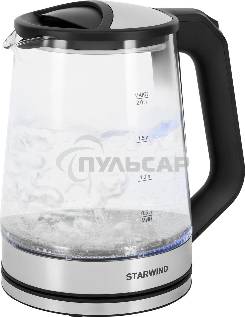 Чайник электрический Starwind SKG2112 2л. 1800Вт черный/прозрачный корпус: стекло