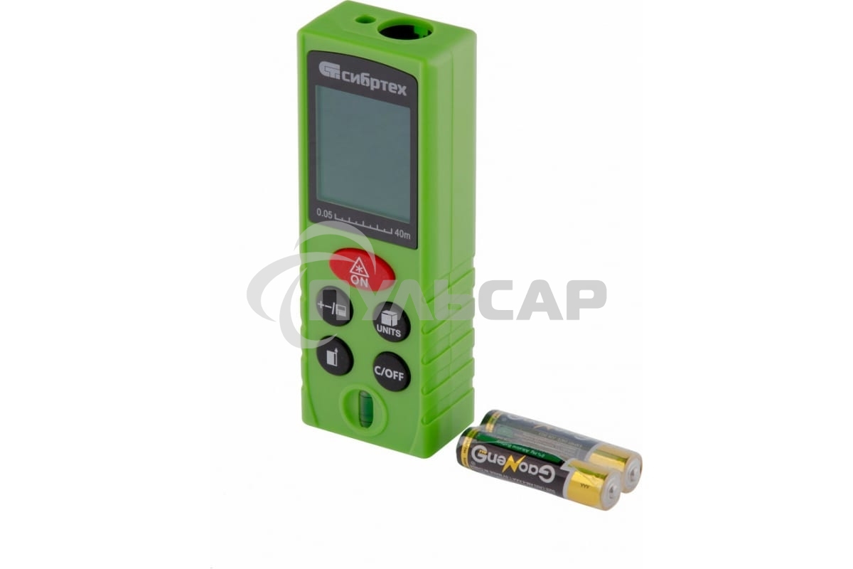 Лазерный дальномер PM-40, 40 м, с пузырьковым уровнем Сибртех