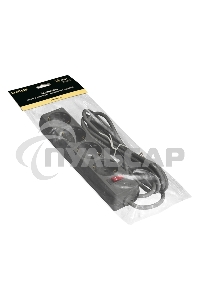 Удлинитель ExeGate EC-4-1.8B (EX279396RUS), черный, 1,8 м, евровилка с заземлением, 4 евророзетки с заземлением, 2200 Вт