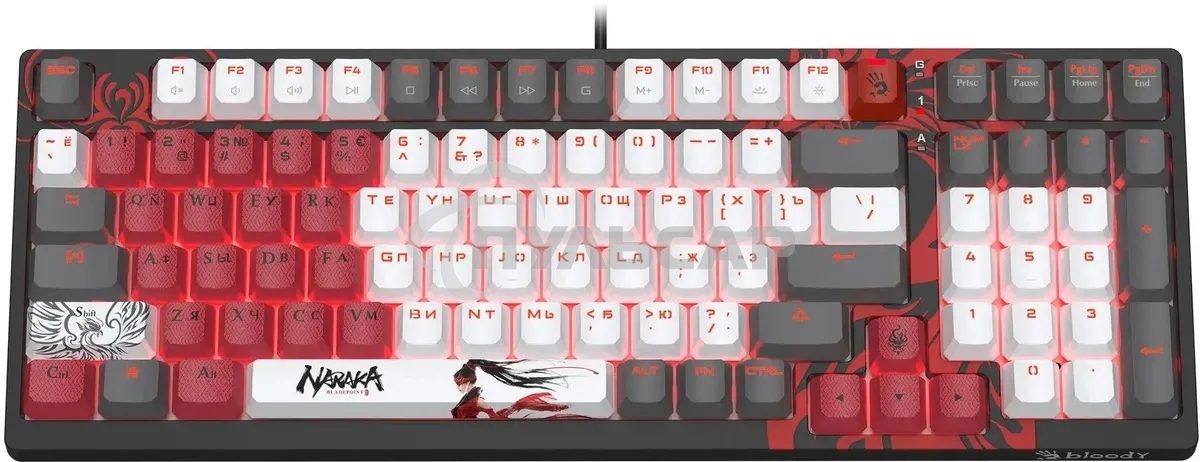 Клавиатура проводная A4Tech Bloody S98 Naraka BLMS Plus механическая черный/красный USB for gamer LED (S98 NARAKA BLMS RED PLUS)