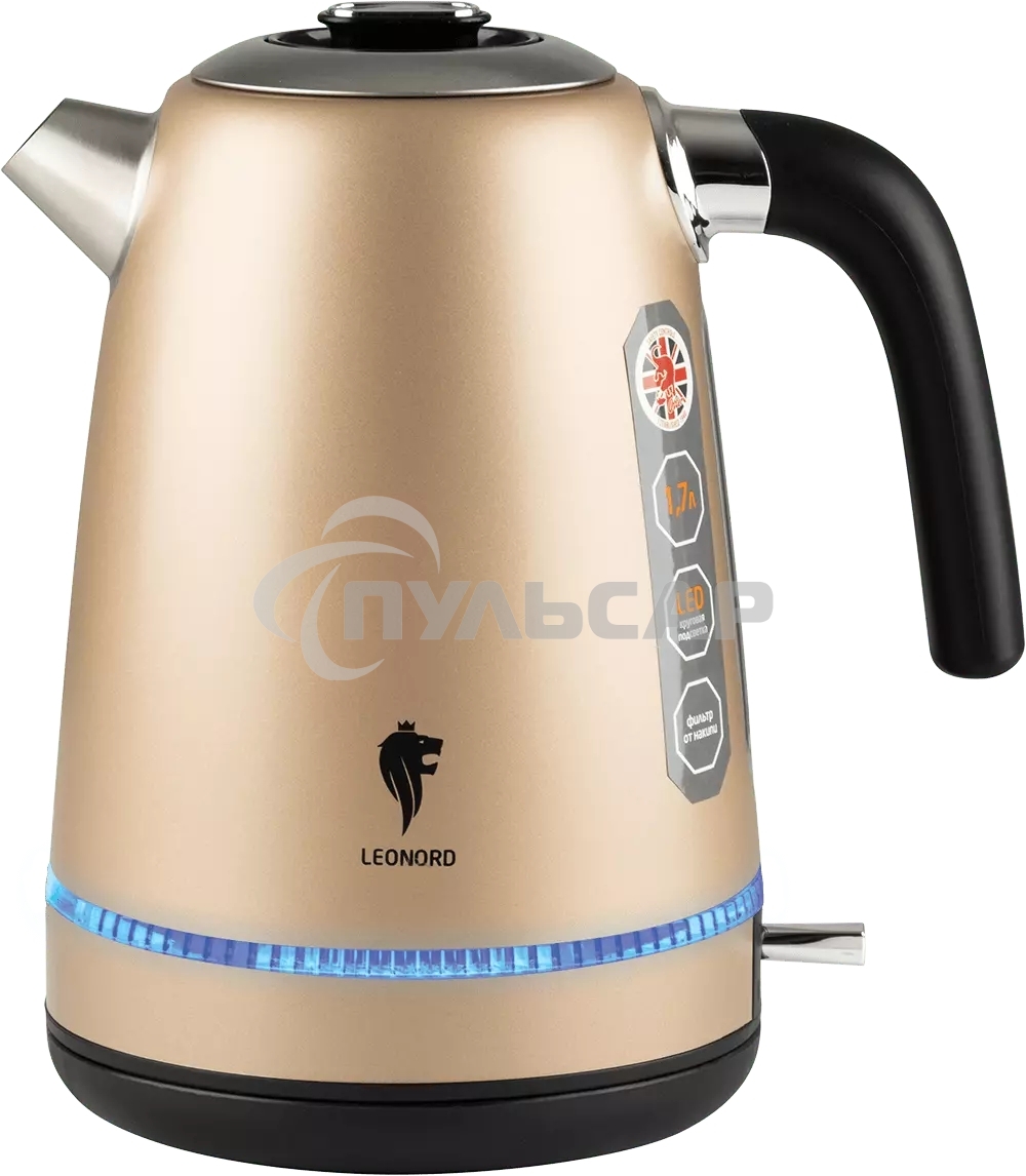 Чайник электрический LEONORD LE-1503 1,7 л, 2200 Вт, нержавейка, бронзовый