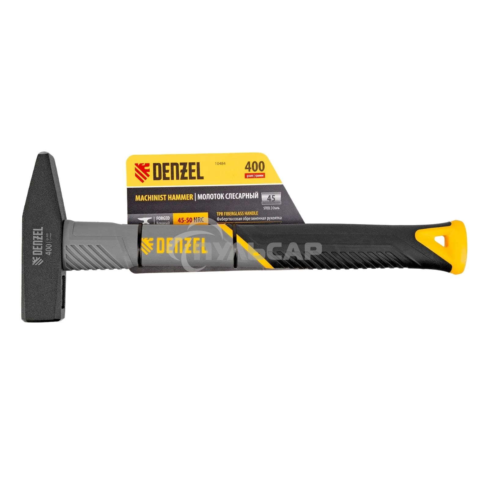 Молоток слесарный Denzel 400 г, кованый, фибергласовая рукоятка c TPR покрытием