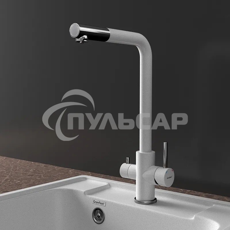 Кухонный смеситель GranFest Quarz GF-Z-5421, Г-образный, кран под фильтрованную воду, серый