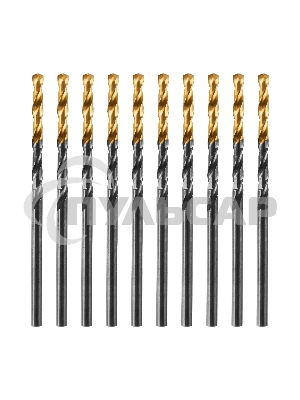 Сверло по металлу Denzel 2,5 мм, HSS-Tin, Golden Tip, 10 шт.