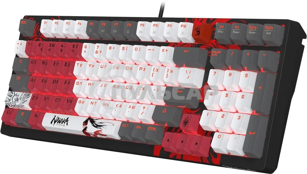 Клавиатура проводная A4Tech Bloody S98 Naraka BLMS Plus механическая черный/красный USB for gamer LED (S98 NARAKA BLMS RED PLUS)