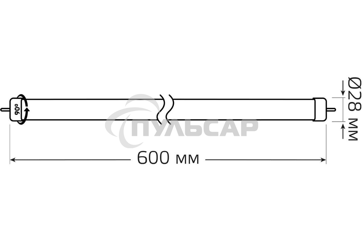Лампа светодиодная Gauss Elementary T8 10Вт 4000К G13 780лм 600мм стекло поворотная