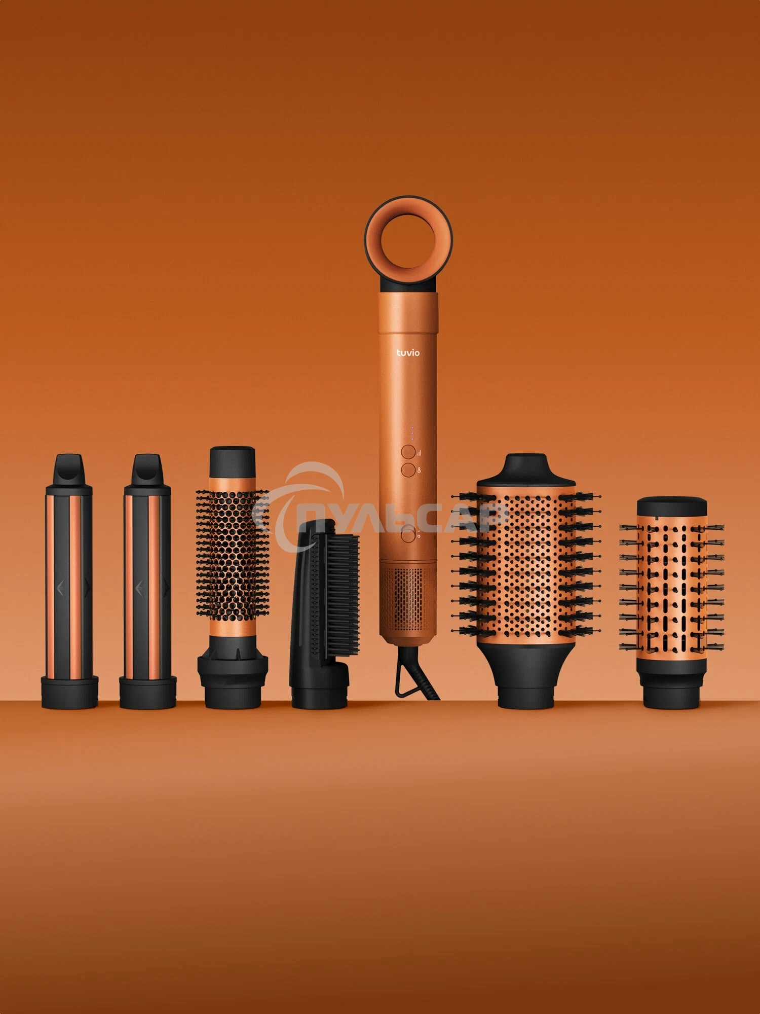 Фен -щетка с ионизацией Tuvio HBI1414, 7 насадок, оранжевый