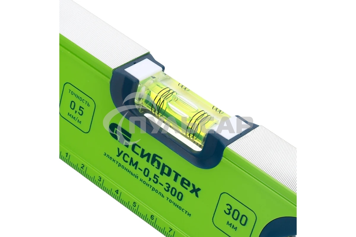 Уровень алюминиевый СИБРТЕХ УСМ-0,5-300, фрезерованный, 3 глазка, магнитный, 300 мм 34111