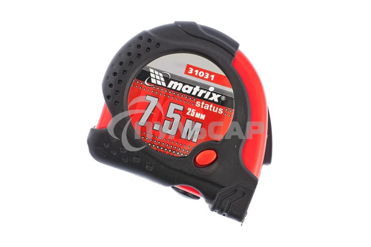 Рулетка Matrix Status magnet fixation, 7,5 м х 25 мм, обрезиненный корпус, зацеп с магнитом