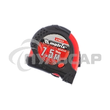 Рулетка Matrix Status magnet fixation, 7,5 м х 25 мм, обрезиненный корпус, зацеп с магнитом