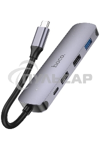 Разветвитель USB-C Hoco HB27 4порт. серый