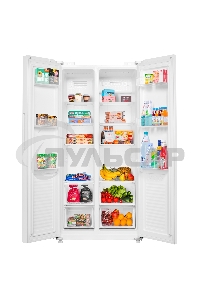 Холодильник Maunfeld MFF177NFWE белый двухкамерный 263/170л морозилка сбоку, No Frost, Side by Side