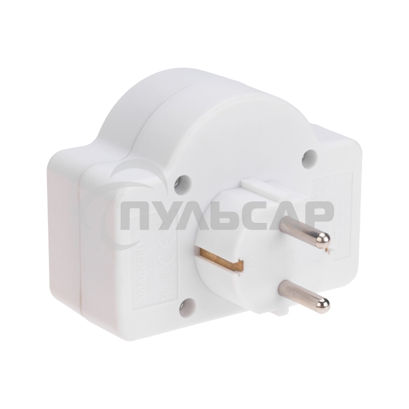 Тройник Rexant электрический 16А с/з + 2х2,5А с выключателем и защитными шторками, белый