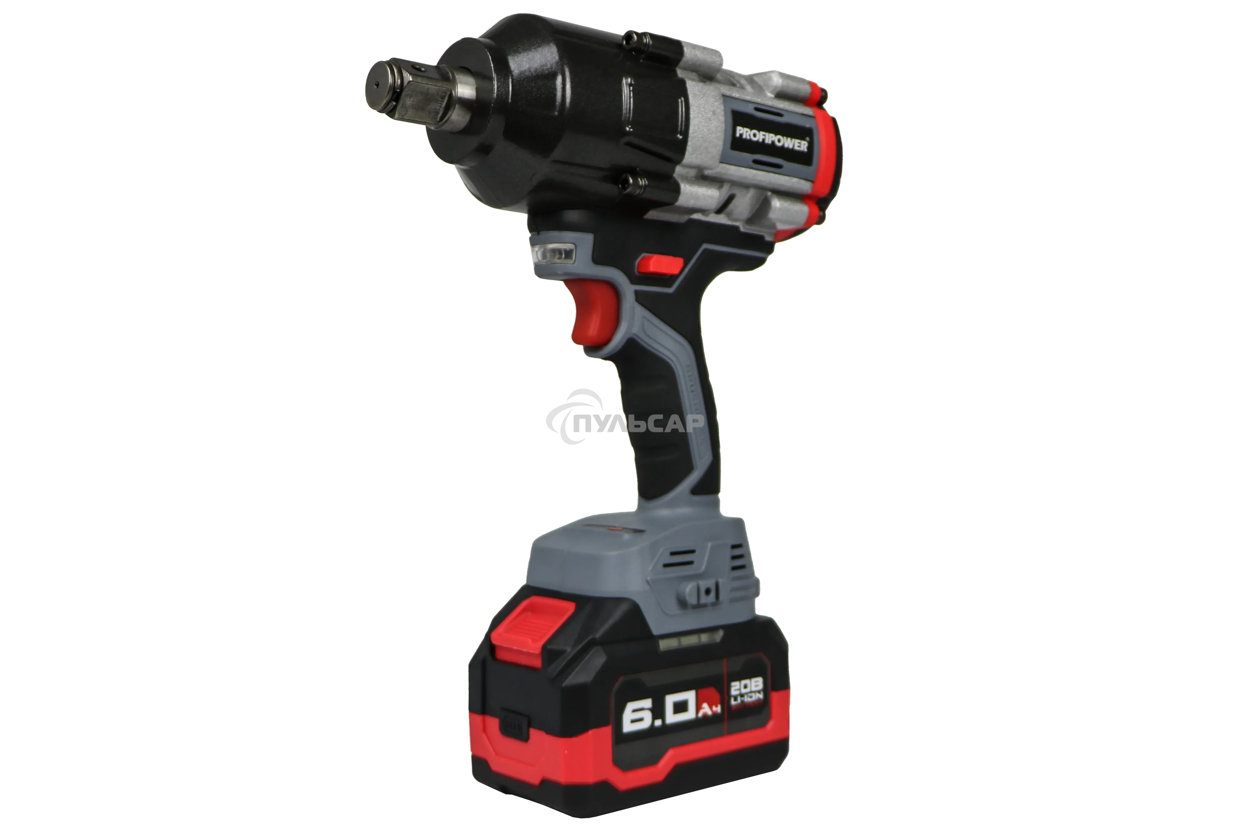 Аккумуляторный бесщеточный ударный гайковерт ProfiPower T-1200N (18В,Li-ion-1шт, 6.0А·ч, 1200Нм, переходник 3/4