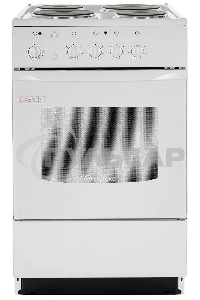 Плита электрическая De Luxe 5004.12э белый, конфорок 4 шт, духовка 43 л, 50 см x 85 см x 50 см