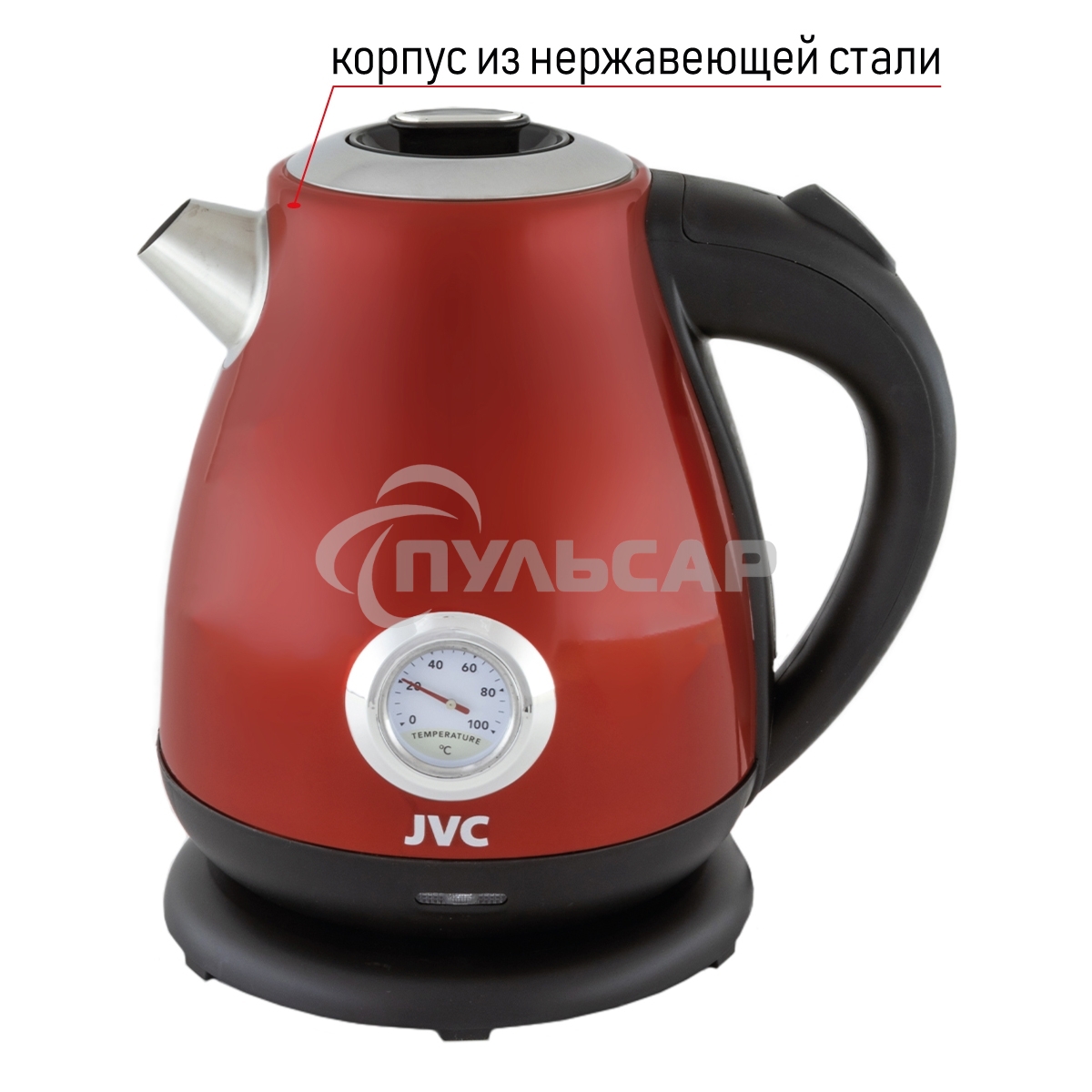 Чайник электрический JVC JK-KE1717 red, объем 1,7л, максимальная мощность 2200 Вт