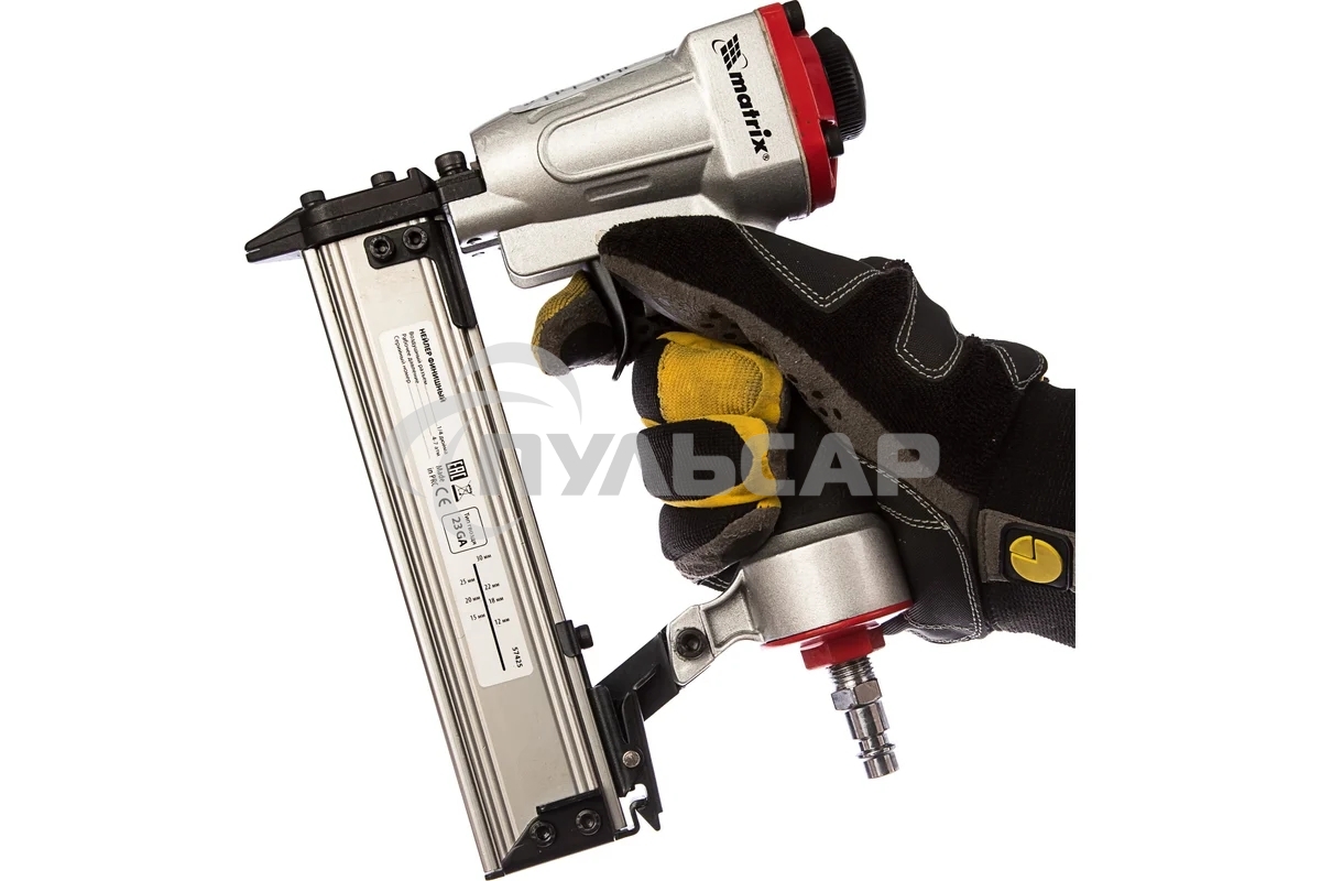 Нейлер финишный шпилькозабивной пистолет пневмат гвоздь 23GA диам, 0,64мм MATRIX 57425