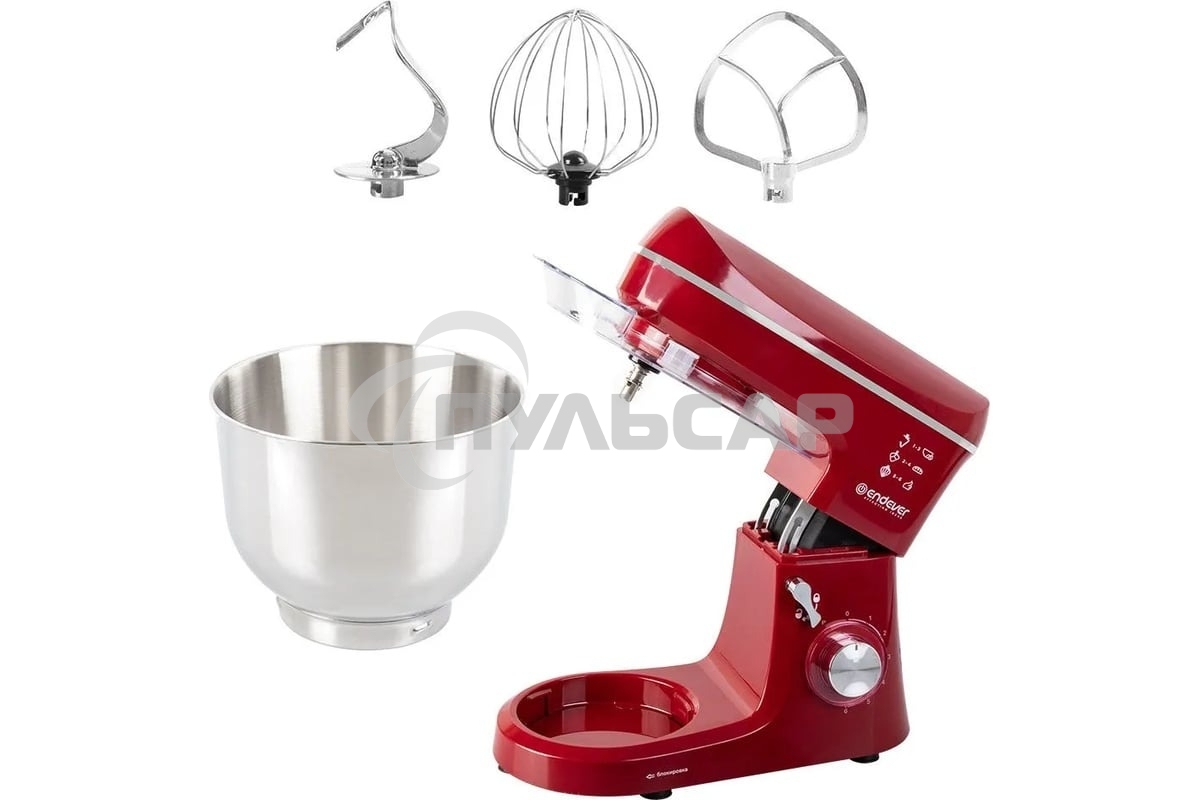 Миксер планетарный Endever Sigma-121, красный, 1800Вт, объем чаши 6 л, планетарная система смешивания, 2 шт/уп.