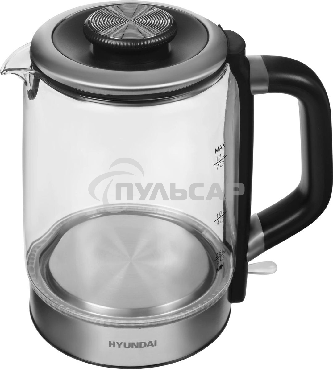 Чайник электрический Hyundai HYK-G5501 1.7 л, 2200 Вт, серебристый/черный
