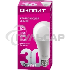 Лампа светодиодная ОНЛАЙТ 61971 OLL-A70-30-230-4K-E27