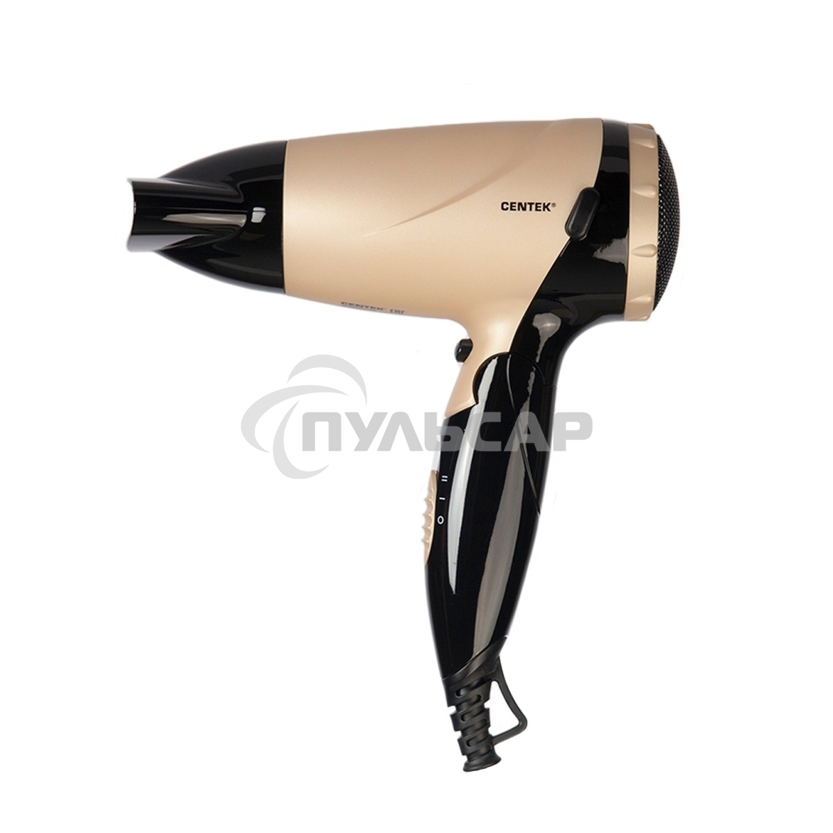 Фен Centek CT-2209 BLG черный/золотой перламутр 1600Вт, складная ручка, концентратор