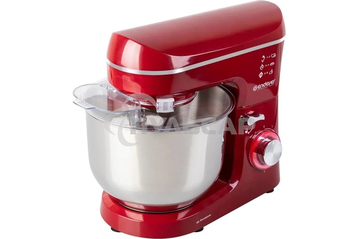 Миксер планетарный Endever Sigma-121, красный, 1800Вт, объем чаши 6 л, планетарная система смешивания, 2 шт/уп.