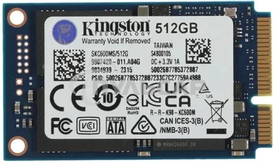 Накопитель SSD Kingston KC600, 512Gb, mSATA, R/W 550/520