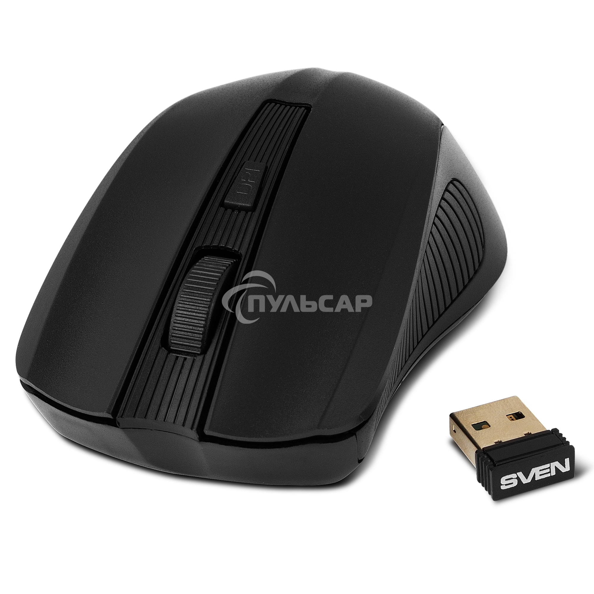Мышь беспроводная SVEN RX-400W черный, 1400 dpi, радиоканал, USB, кнопки - 4