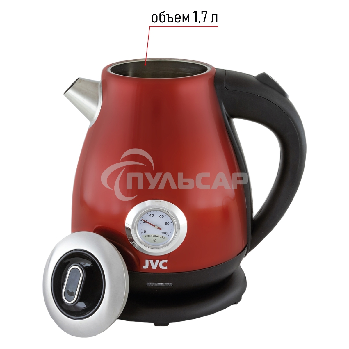 Чайник электрический JVC JK-KE1717 red, объем 1,7л, максимальная мощность 2200 Вт