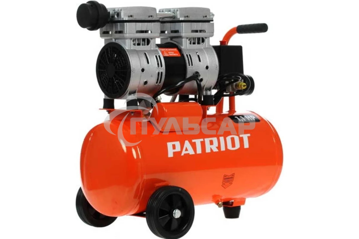 Компрессор PATRIOT WO 24-160 525306375 Безмасляный; Мощн. 1,1 кВт; Напр. 230В Об. двиг.: 2850 об/мин; Производительность: 160 л/мин; Объем ресивера: 24 л; Давление: 8 бар