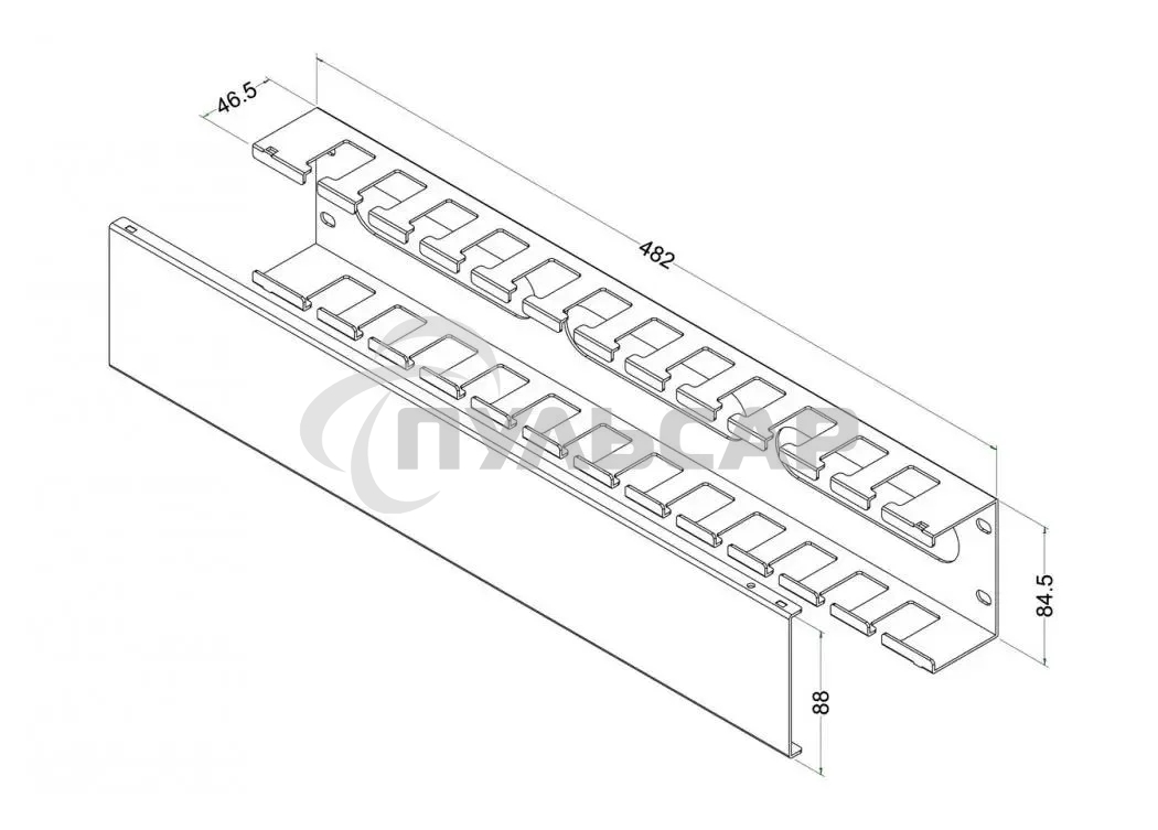 Кабельный органайзер Hyperline CM-2U-MLF-COV 2U шир.:19