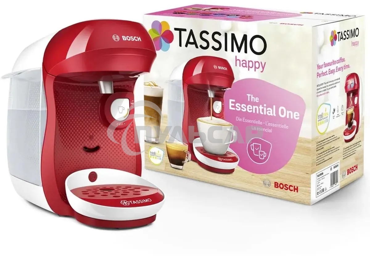 Кофемашина капсульная Bosch Tassimo TAS1006 Happy красный, исп. кофе - капсулы, 0.7 л, 1400 Вт.